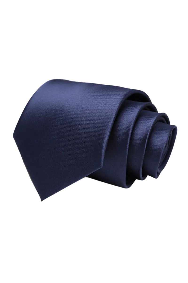 Navy Blue Smooth Satin Solid Tie
