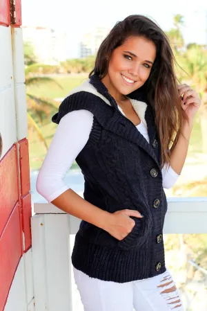 Navy Cable Knit Vest