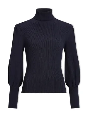 Navy Eva wool roll neck jumper