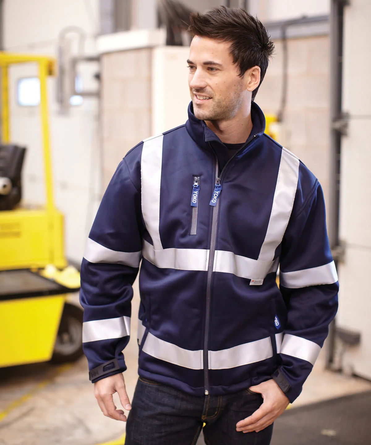 Navy - Hi-vis softshell jacket (HVK09)