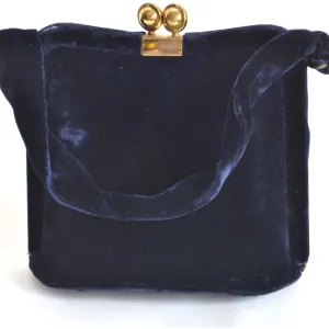 Navy Plush Velvet Evening Purse By Garay