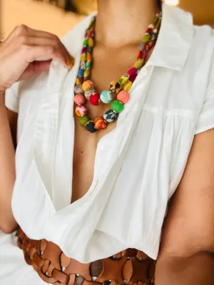 Necklace | Artisan Kantha Jewelry Cylinder