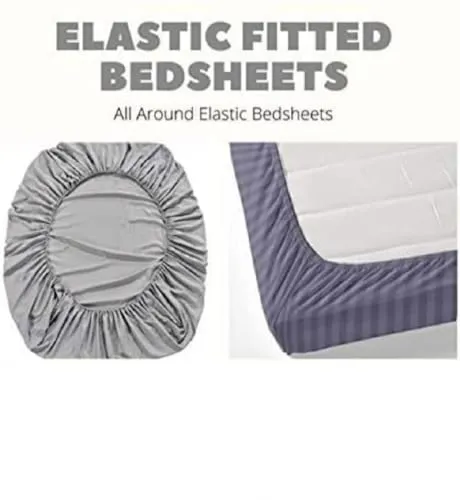 Neekshaa Combo Pack of 2 Super Soft Elastic Fitted Glace Cotton Double Bedsheets with 4 Pillow Covers Size-72x72 8 inches, Multicolor (Model no.-65)