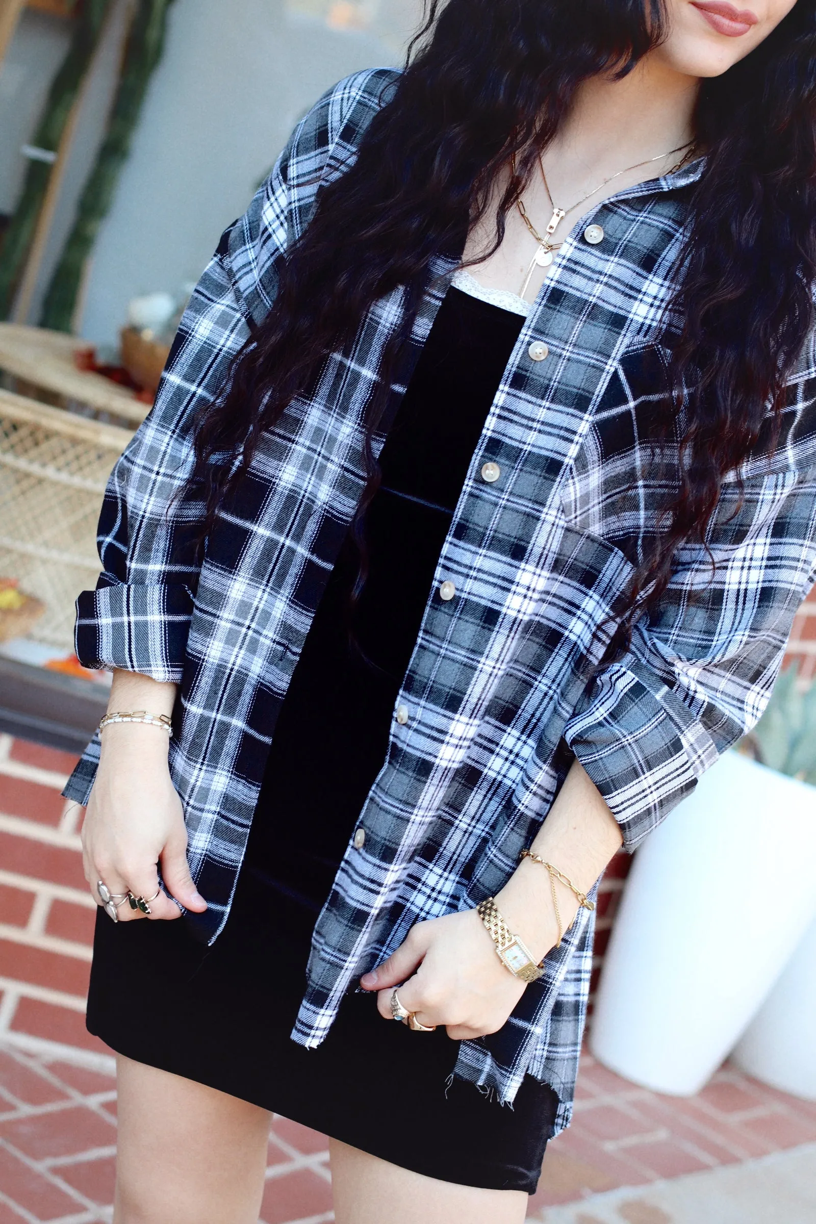 Nellie Oversized Plaid Top