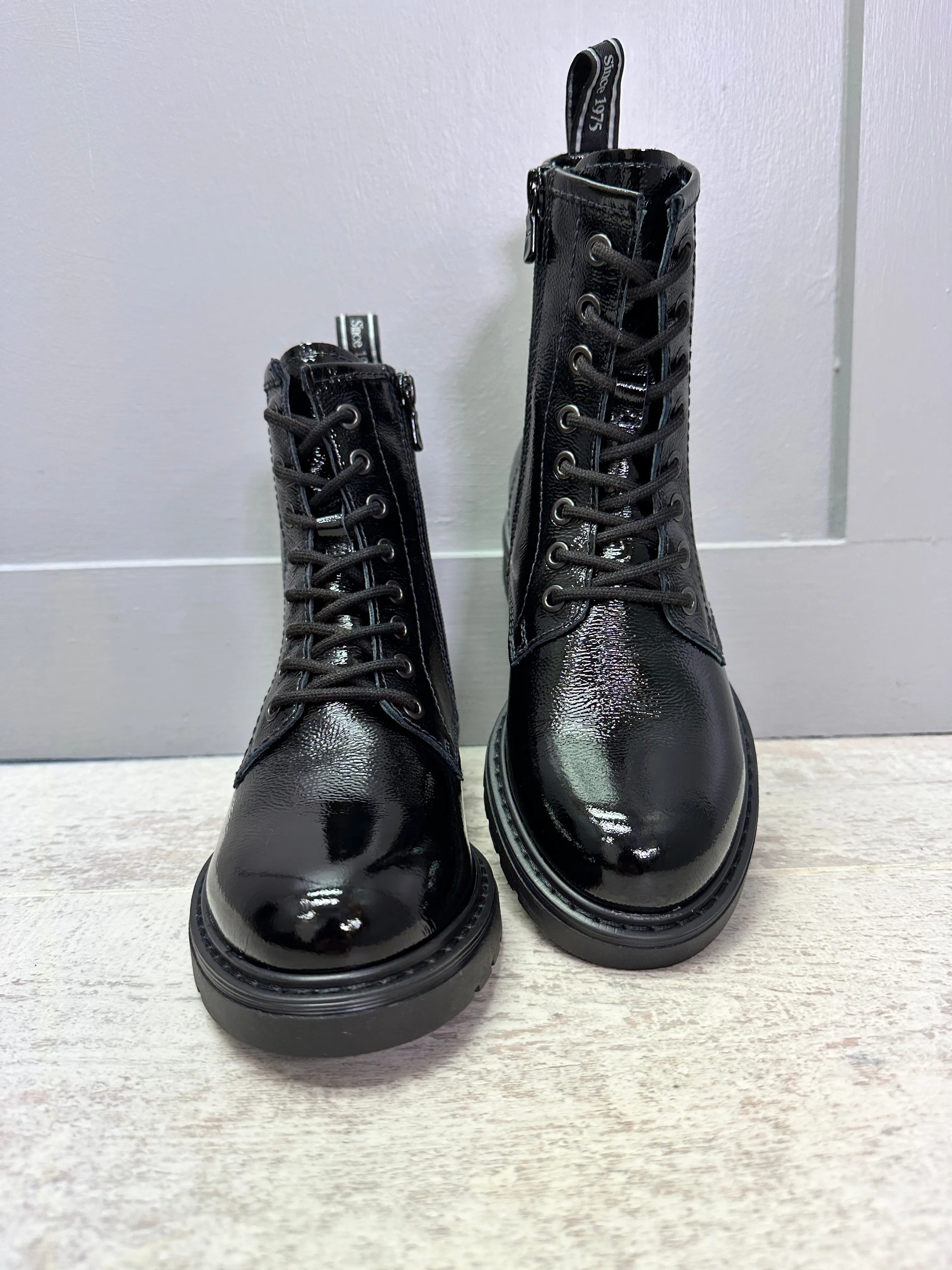 Nero Giardini Black Patent Leather Boot With Side Zip- 1309180D 100
