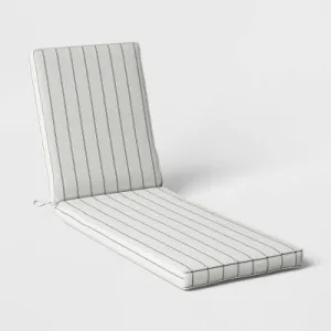 NEW - 78"x24" Simple Stripe Woven Outdoor Chaise Lounge Cushion Cream/Black - Threshold: UV & Water-Resistant Patio Chair Pad