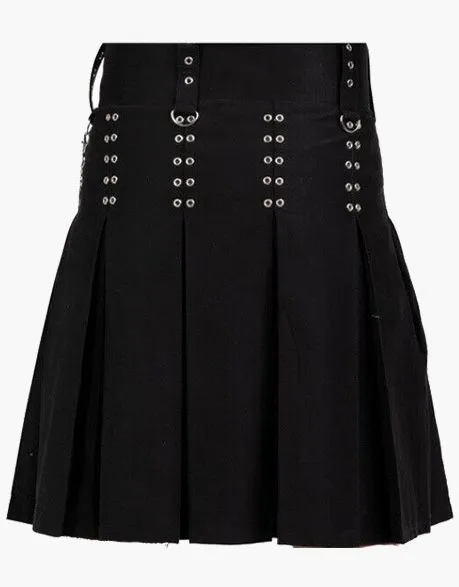 NEW BLACK UTILITY KILT IN A GOTHIC STYLE