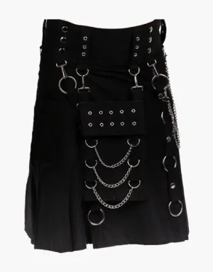 NEW BLACK UTILITY KILT IN A GOTHIC STYLE