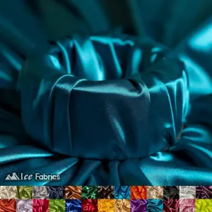 New Shiny Teal Blue Charmeuse Stretch Satin Fabric