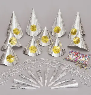 New Year's Eve Party Accessories Kit for 10 Guests - Silver