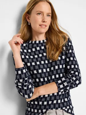 NIC ZOE Mini Mock Geo Sweater Tee