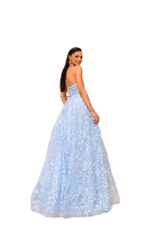 Nicoletta NC1097 Strapless A-Line Gown with Floral Appliqué