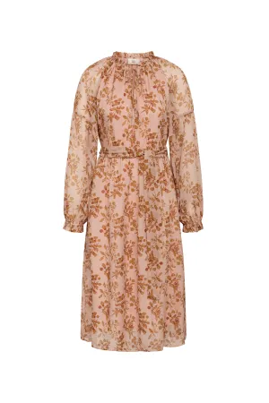 NICOLINE DRESS PRINT ROSE/BROWN