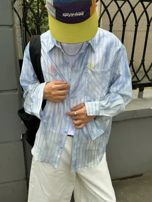 Nine Tie-Dyed Vertical Stripes Shirt