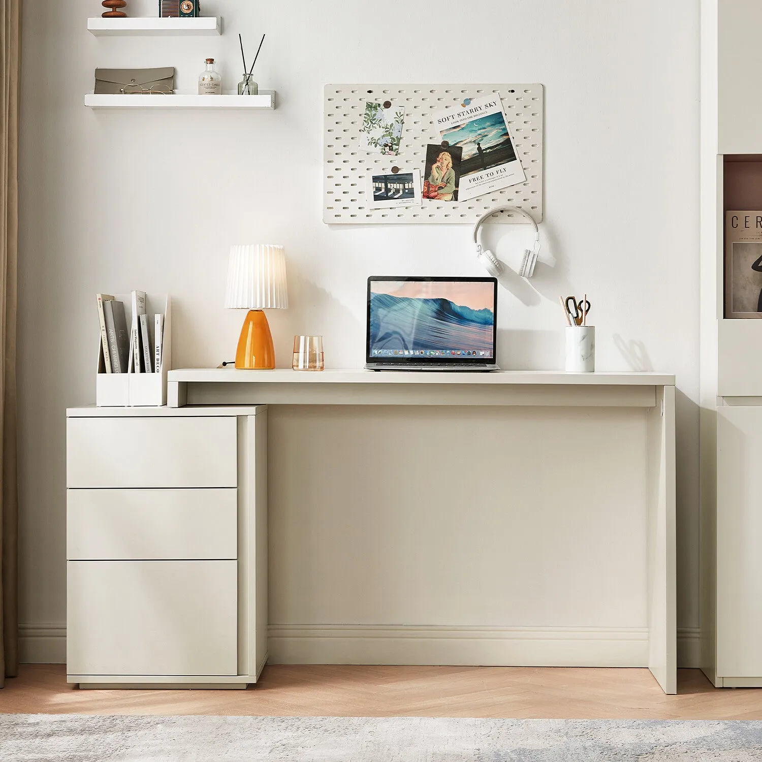 NORA Extendable Office Table with Storage Cabinet