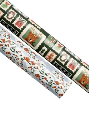 North Pole Post and Cozy Alpine Village Double Sided Gift Wrap