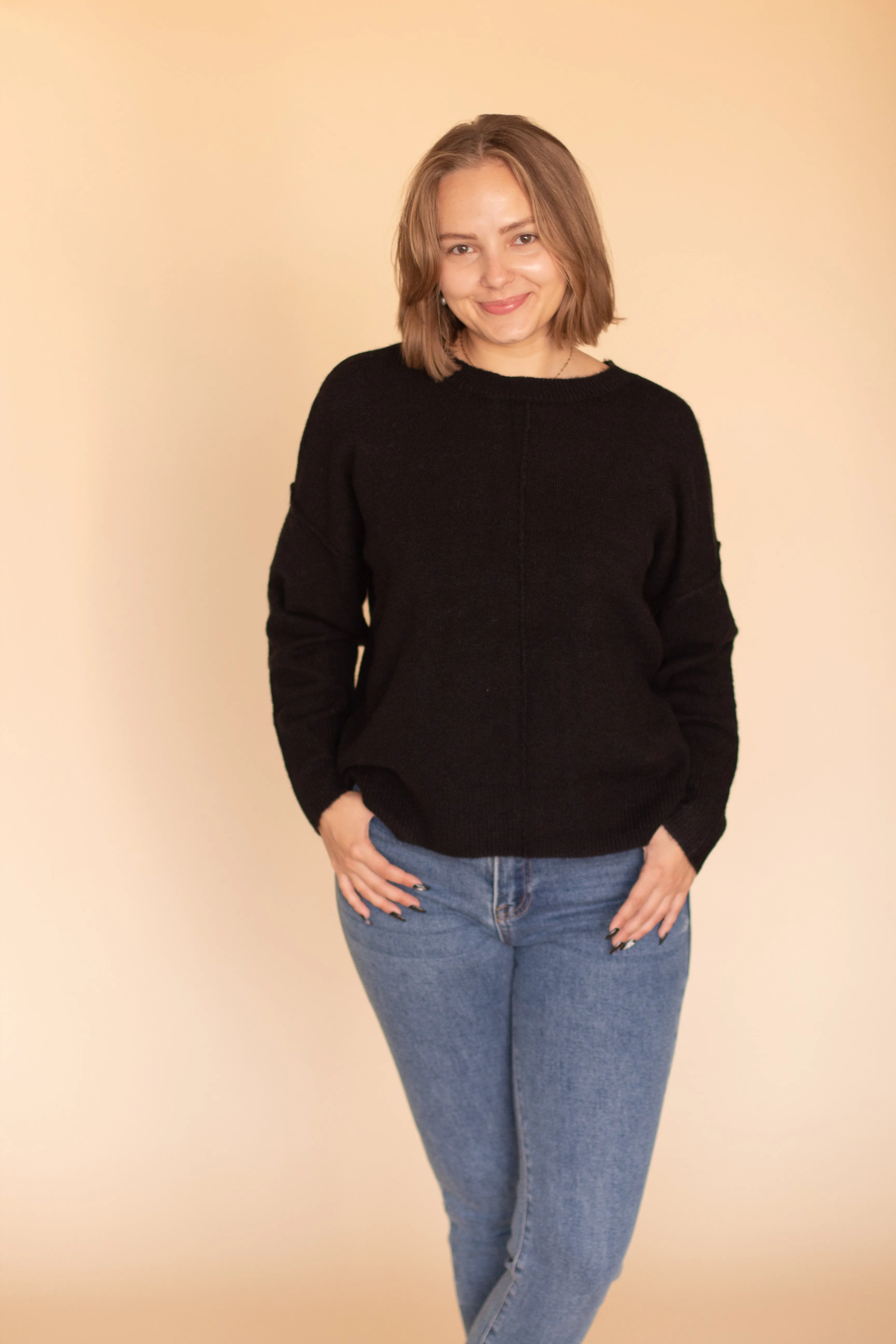 Not So Basic Crewneck Sweater (Black)