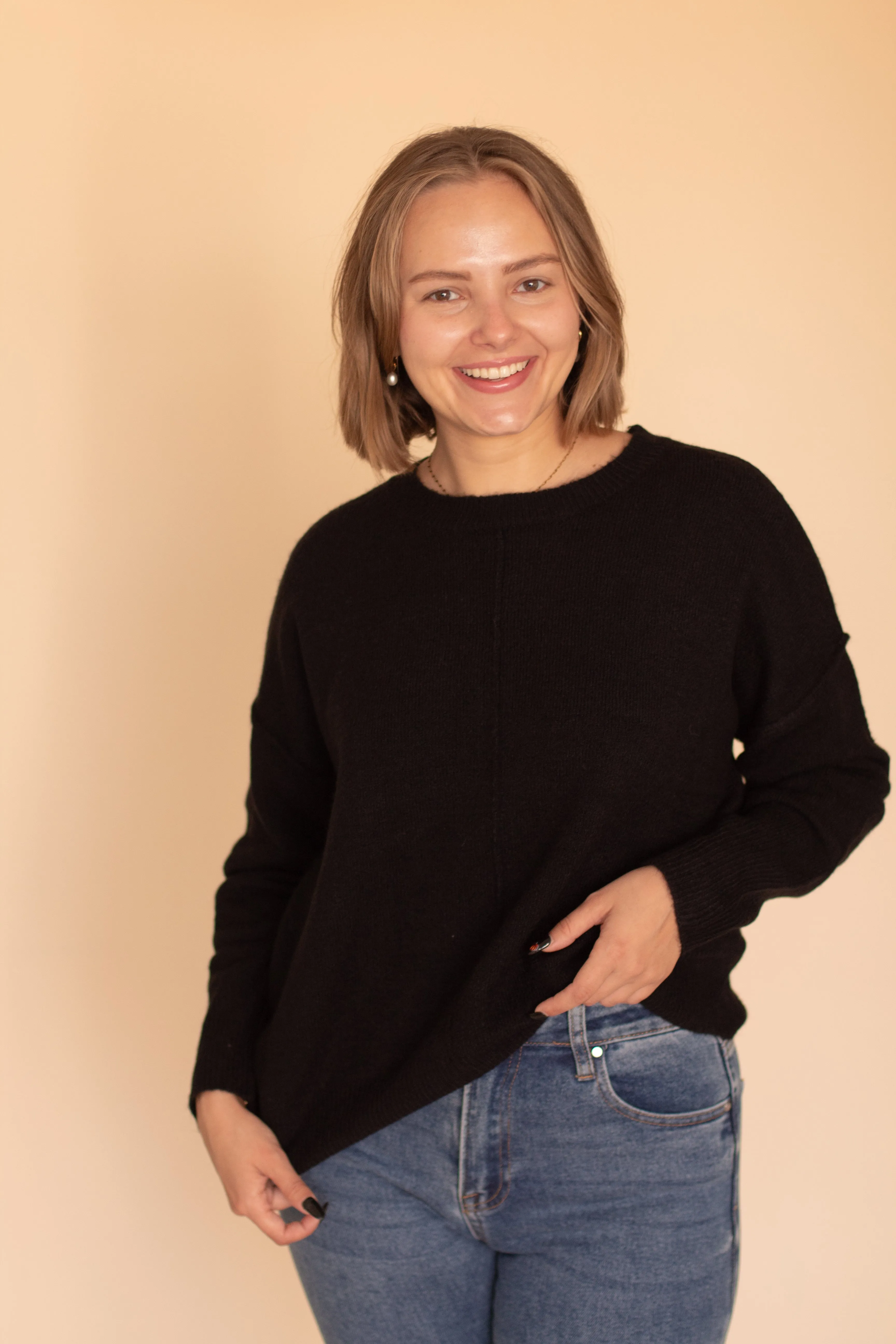 Not So Basic Crewneck Sweater (Black)
