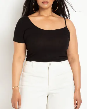 Nova Crop One Sleeve Top | Totally Black
