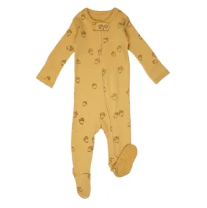 Nuts about You Organic Zipper Footie Acorn Print