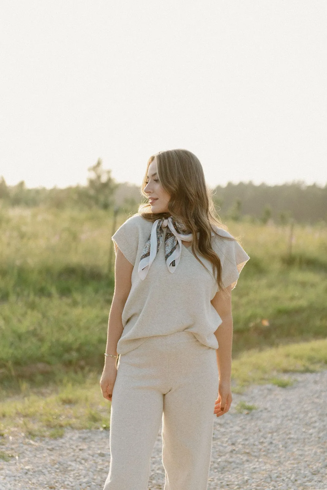 Oatmeal Knit Set Vest