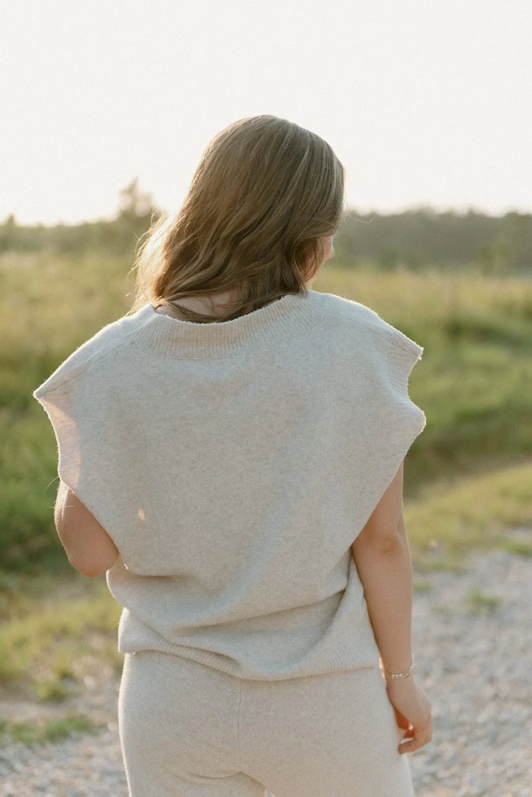 Oatmeal Knit Set Vest