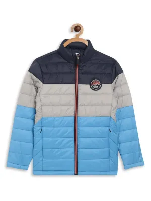Octave Boys Navy Blue Colourblocked Padded Jacket With Patchwork