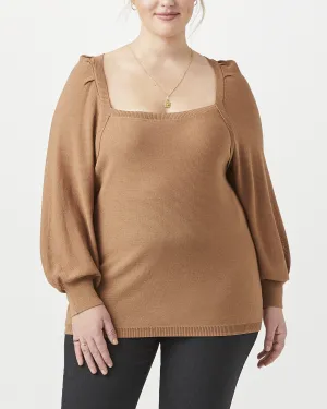 Odette Square-Neck Sweater | Brown
