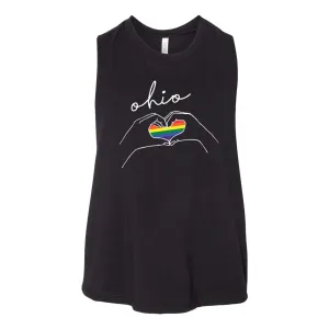 Ohio Pride Heart Women's Racerback Cropped Tank