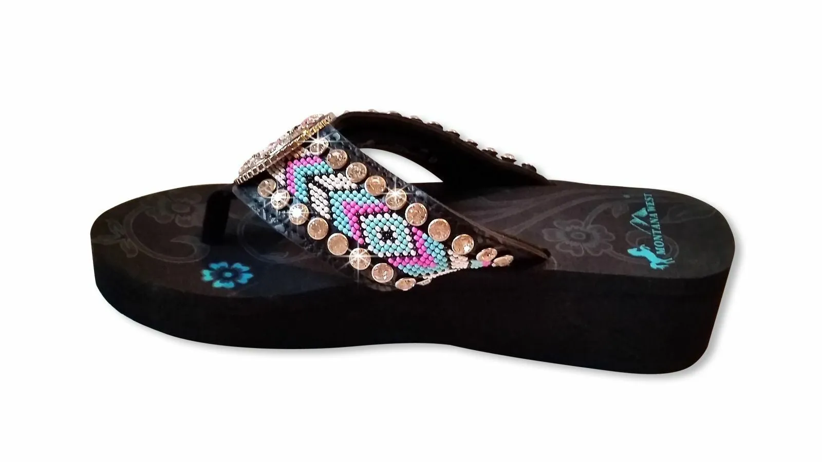 Oil Derrick Aztec Flat Strap Spongy Montana West Flip Flops