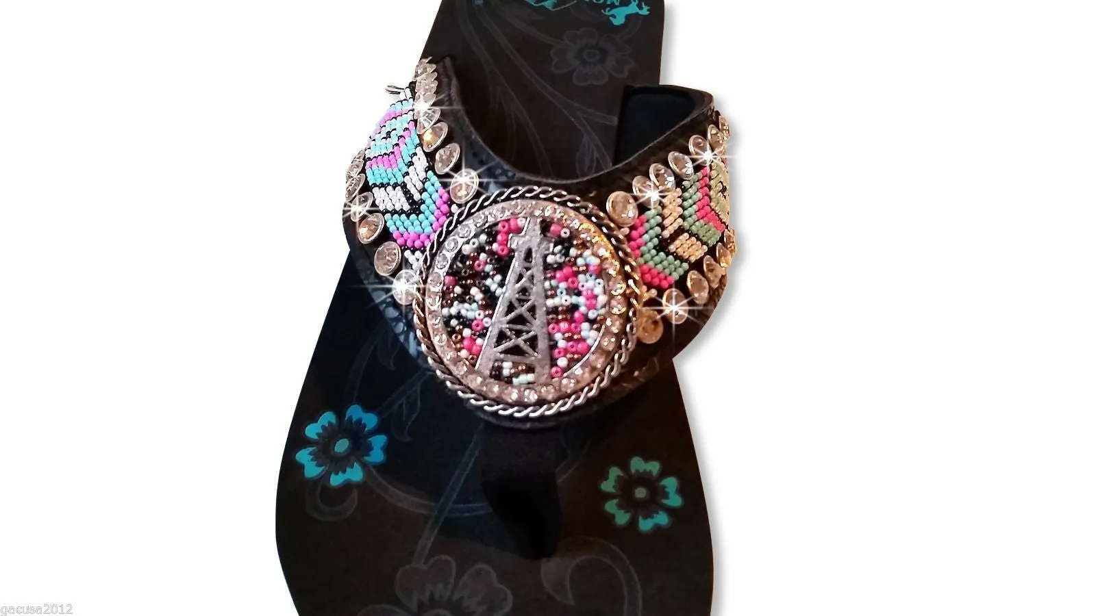 Oil Derrick Aztec Flat Strap Spongy Montana West Flip Flops