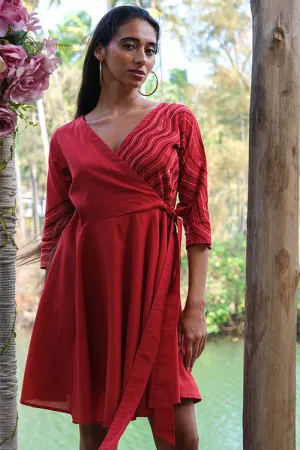 Okhai 'Red Sea' Pure Cotton Hand Embroidered Dress