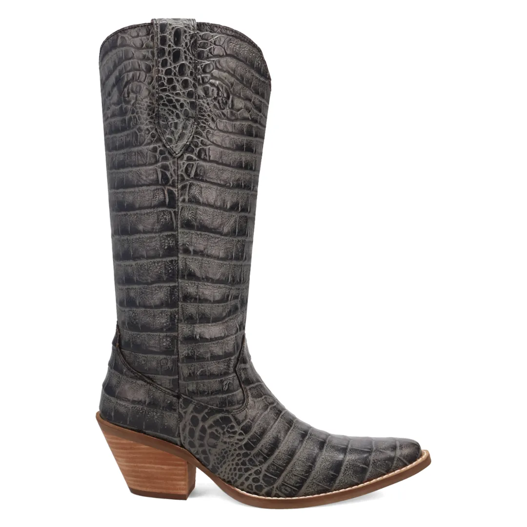 Online Exclusive | Dingo| Ozzie Animal Print Leather Boot in Black **PREORDER
