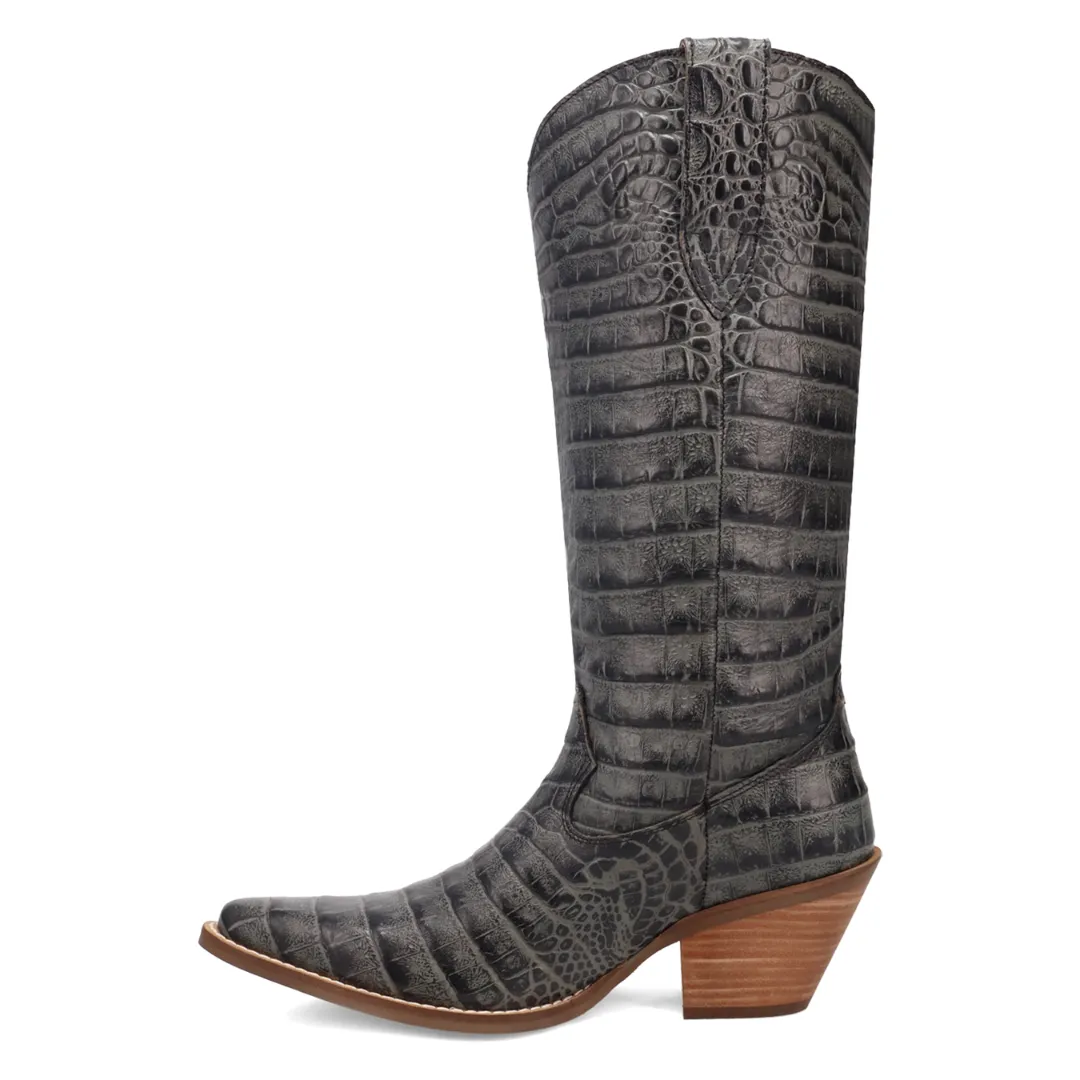 Online Exclusive | Dingo| Ozzie Animal Print Leather Boot in Black **PREORDER