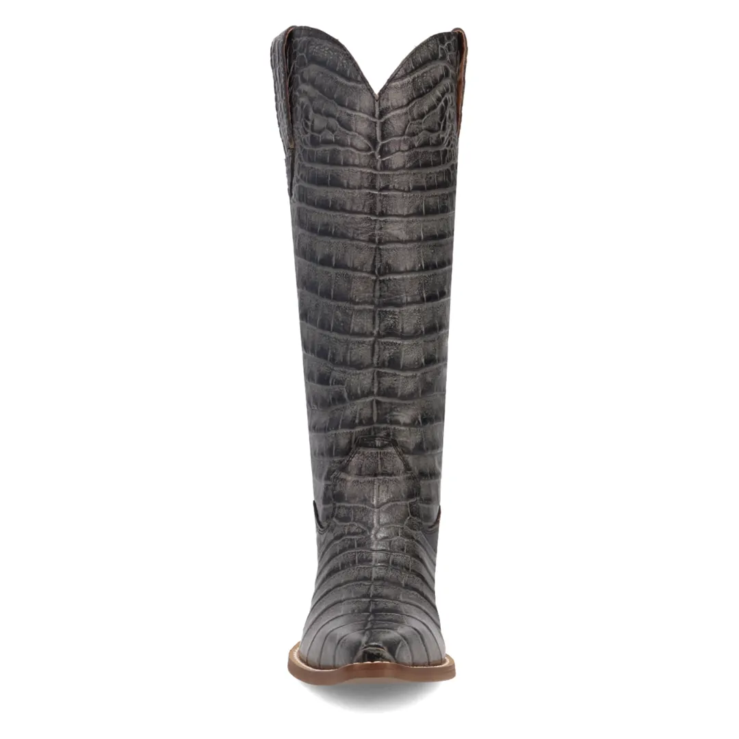 Online Exclusive | Dingo| Ozzie Animal Print Leather Boot in Black **PREORDER