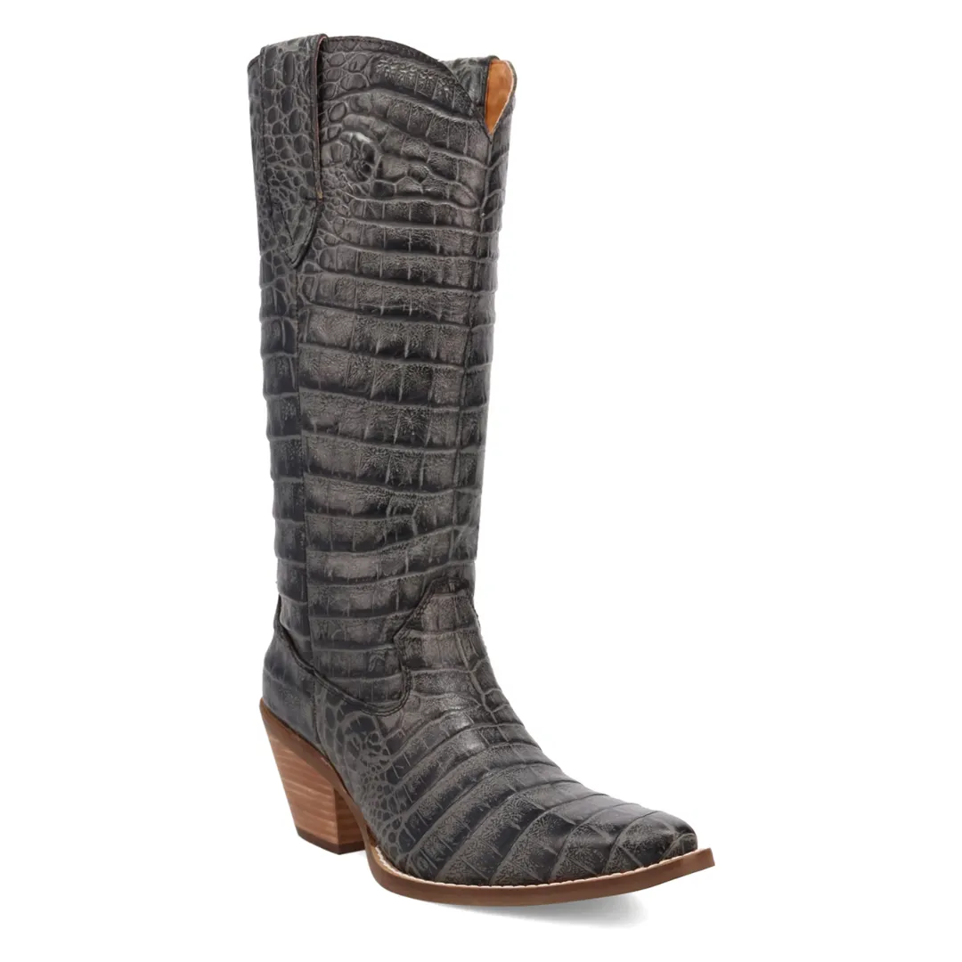 Online Exclusive | Dingo| Ozzie Animal Print Leather Boot in Black **PREORDER