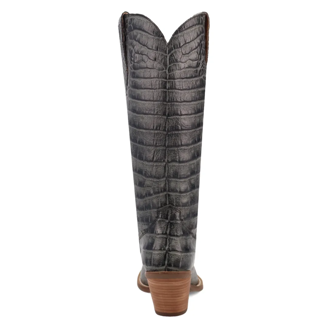Online Exclusive | Dingo| Ozzie Animal Print Leather Boot in Black **PREORDER