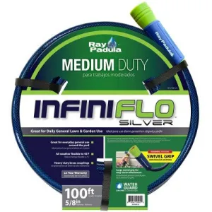 Open Box - Ray Padula InfiniFlo 100ft Silver Medium Duty Garden Hose