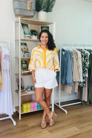 Orange & Ivory Tie Dye Blouse
