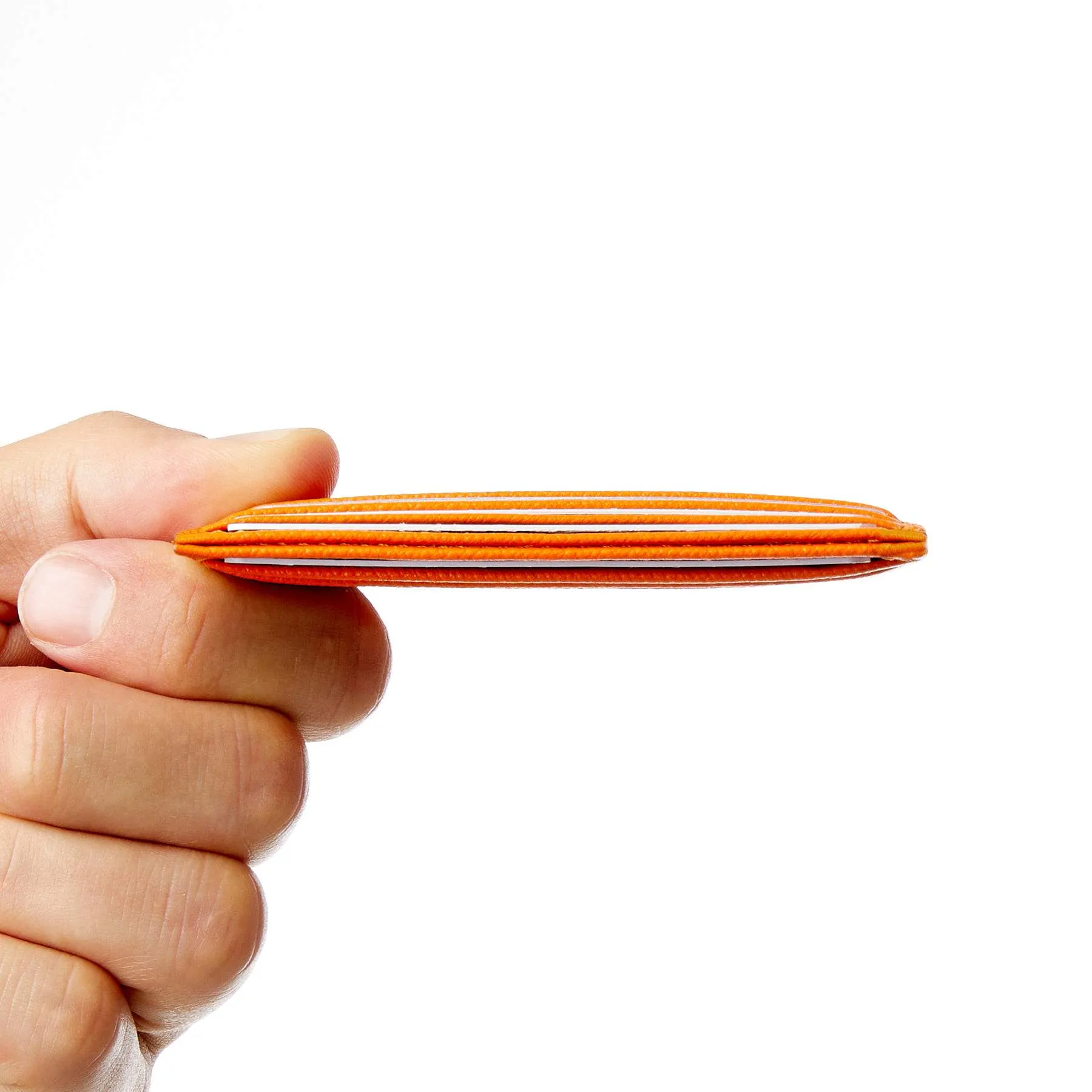 Orange Unisex Saffiano Leather Slim Card Wallet