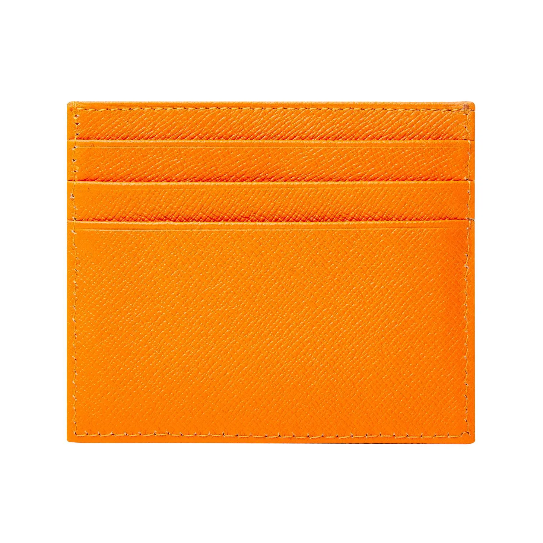 Orange Unisex Saffiano Leather Slim Card Wallet