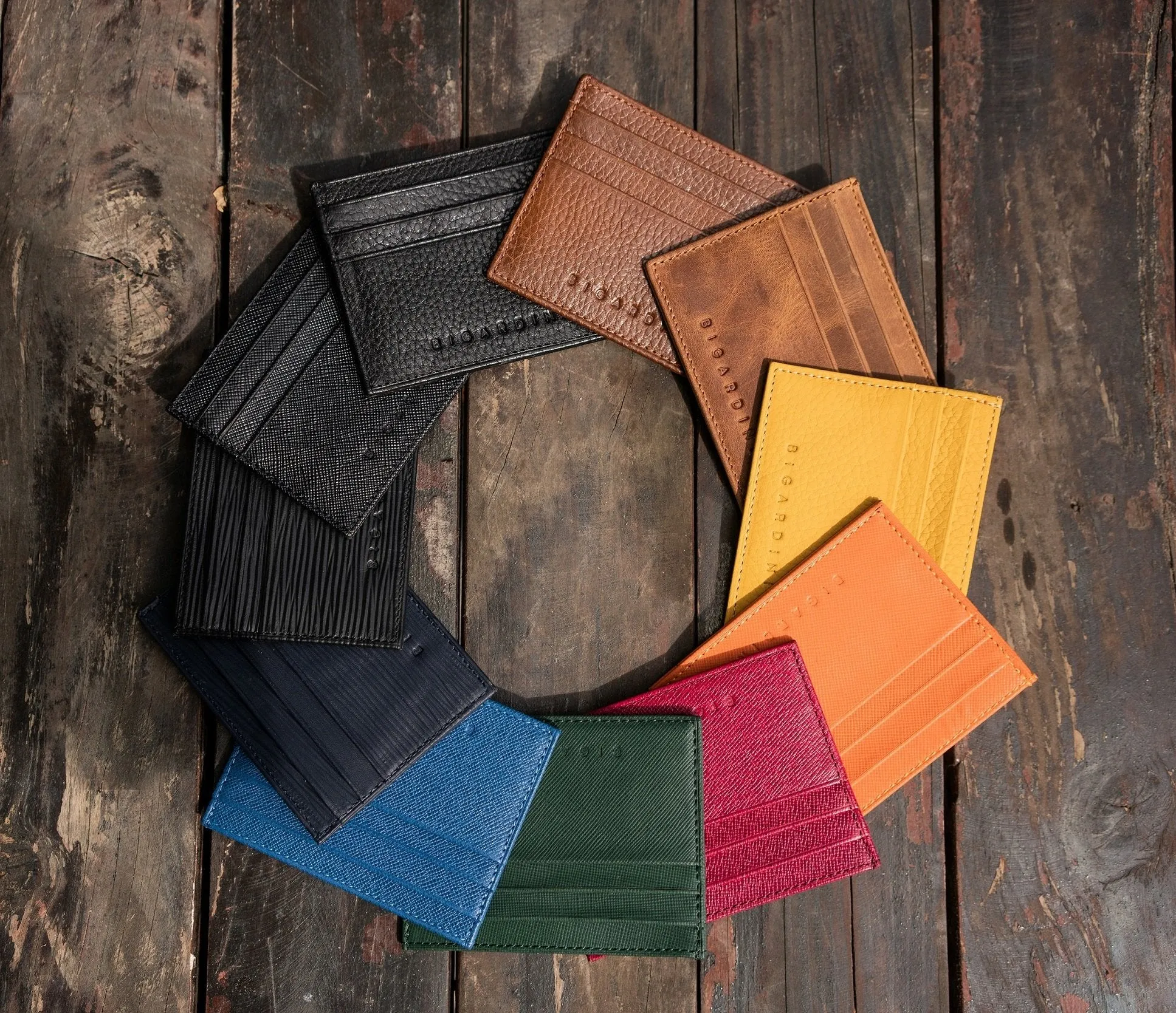 Orange Unisex Saffiano Leather Slim Card Wallet