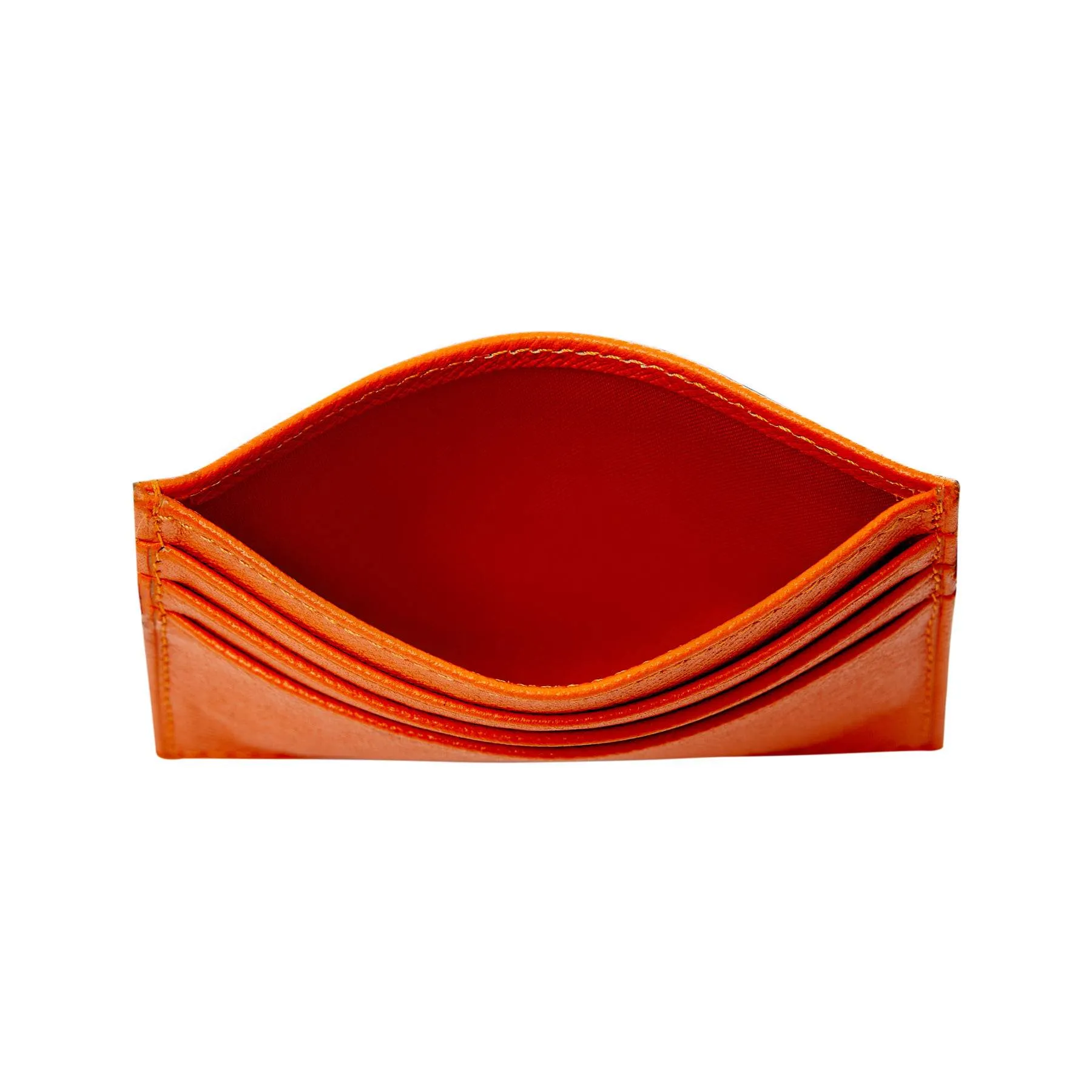 Orange Unisex Saffiano Leather Slim Card Wallet