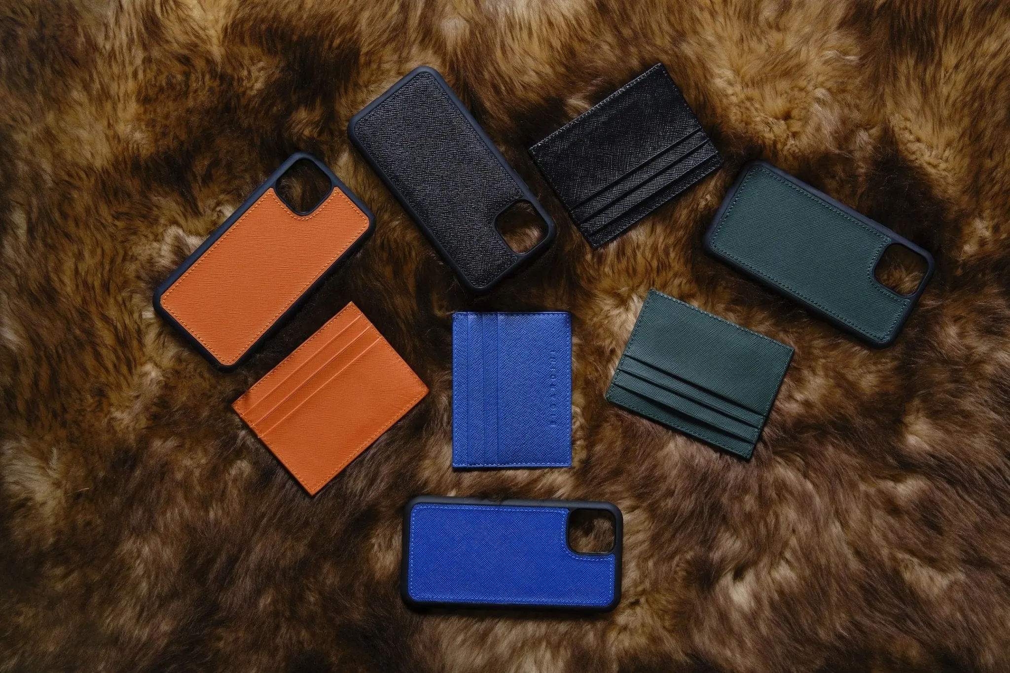 Orange Unisex Saffiano Leather Slim Card Wallet