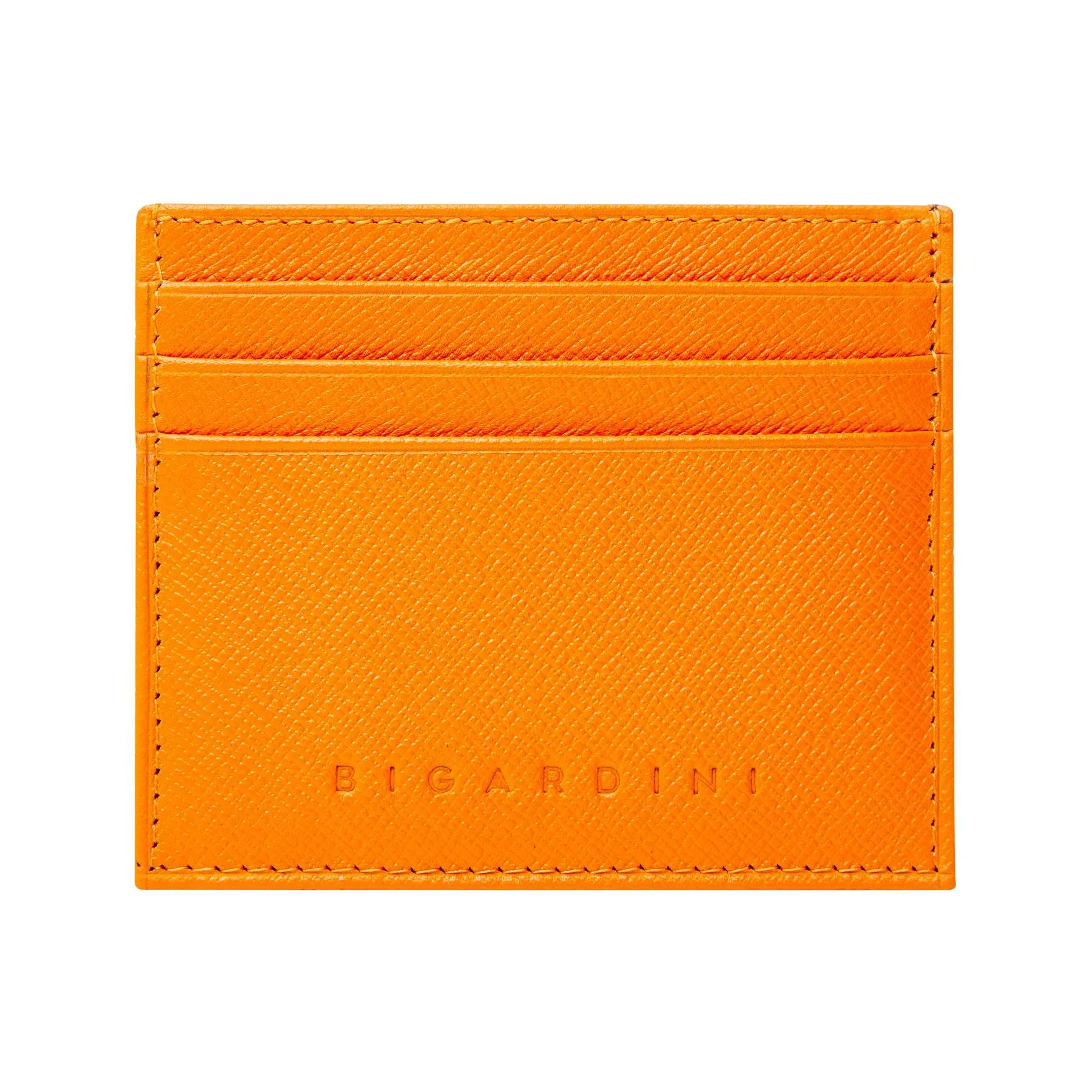 Orange Unisex Saffiano Leather Slim Card Wallet