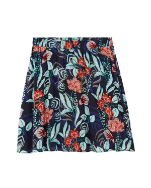 Orchid Elastic Waist A-Line Skirt | Navy / Orange