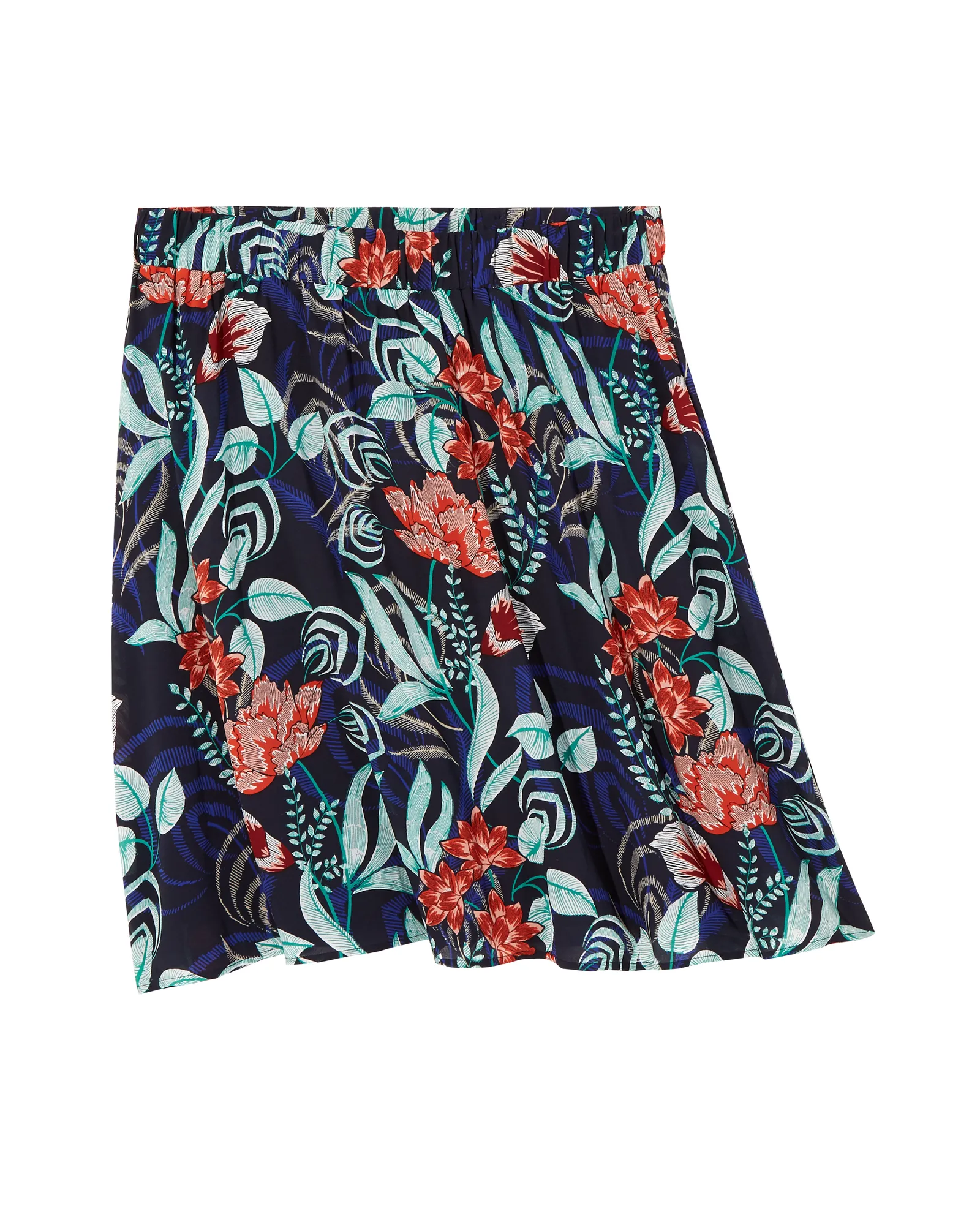 Orchid Elastic Waist A-Line Skirt | Navy / Orange