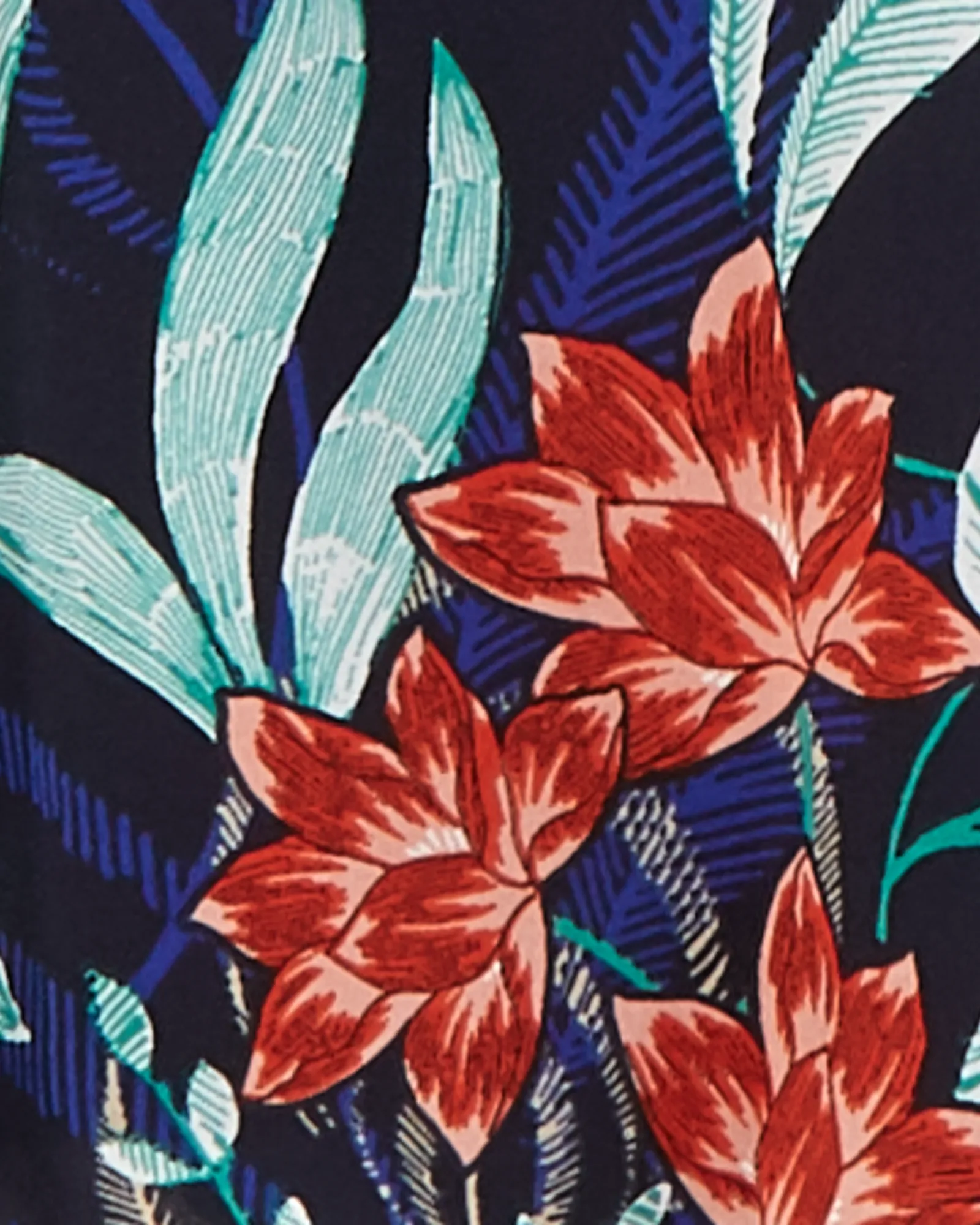 Orchid Elastic Waist A-Line Skirt | Navy / Orange