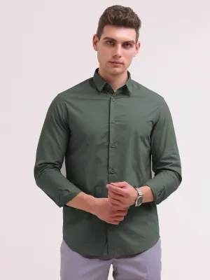 Orchida Plain Full Sleeve Poplin Shirt -  Green
