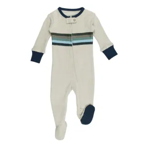 Organic Terry 2-Way Zipper Footie - Blues